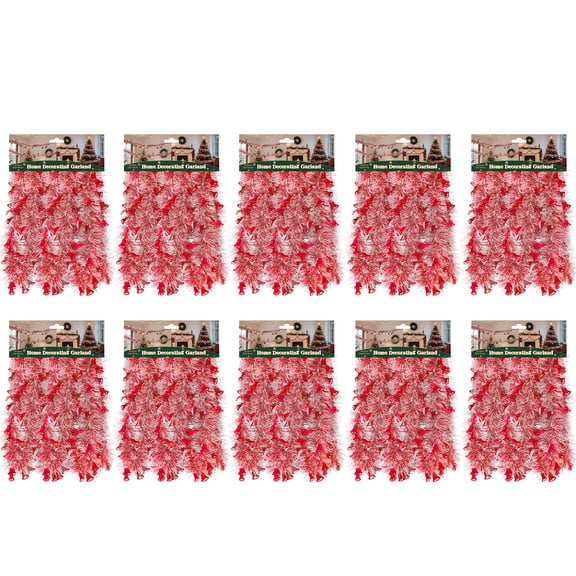 15PACK 10Feet Christmas Bell Tinsel Garland,Sliver and red Metallic Tinsel Twist Garland Glittering Decoration for Christmas Tree Decor Wedding Summer Luau Birthday Party Indoor Hanging Home