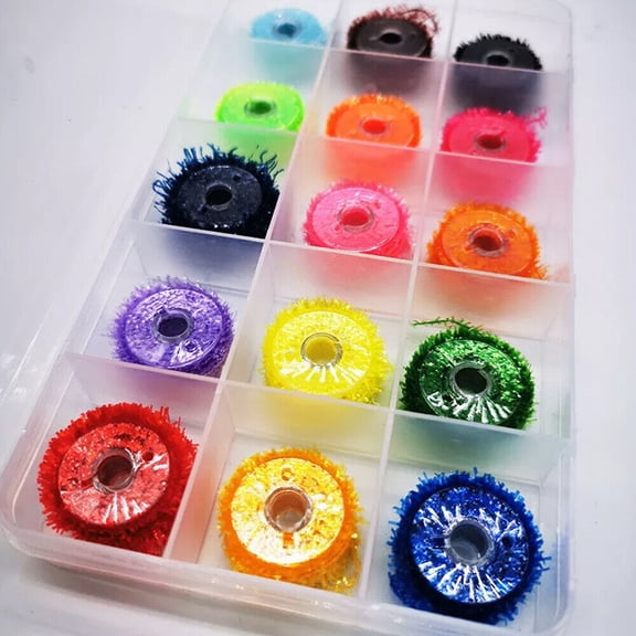 15PC Fly Tying Material Crystal Flash Tinsel Chenille Line Thread Cactus Yarn US