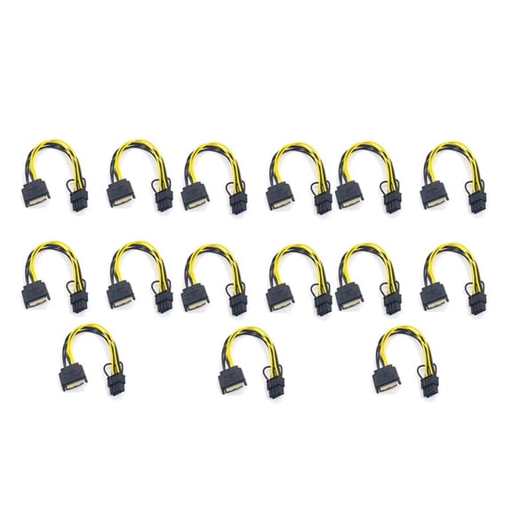 15PCS 15Pin Male to 8Pin(6+2) PCI-E Power Supply Cable 20cm Cable 15-Pin to 8 Pin 18AWG Wire for Graphic Card