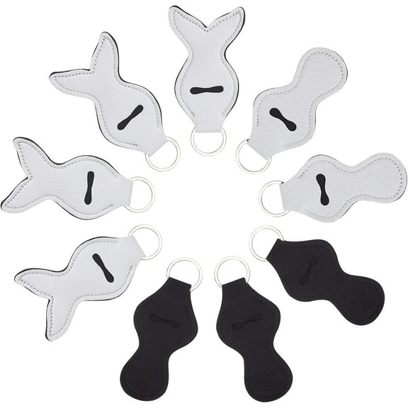 15PCS 3Styles Sublimation Blank Chapstick Holder Keychain Leather Lipstick Keychain Holder Clip on Chapstick Sleeve NeopreneLip Balm Holster for Travel Accessories