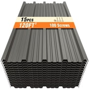 15PCS 61.02”x18.9” Metal Roofing Panels,120ft² Galvanized Corrugated Metal Sheets,Gray