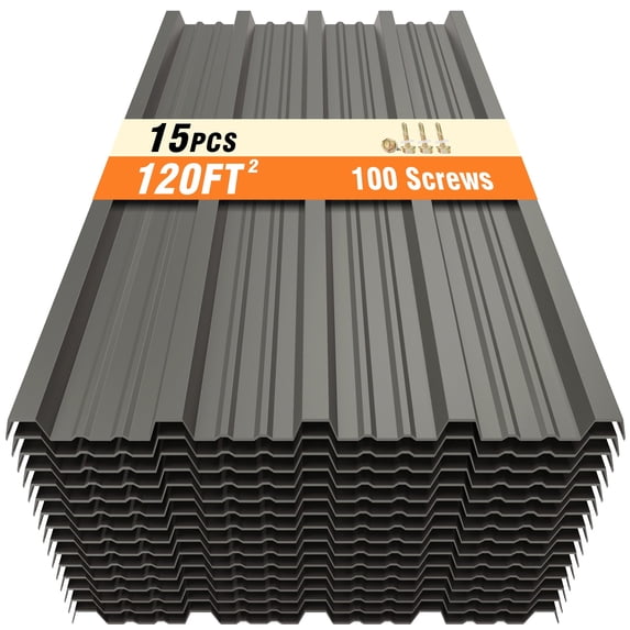 15PCS 61.02”x18.9” Metal Roofing Panels,120ft² Galvanized Corrugated Metal Sheets,Gray