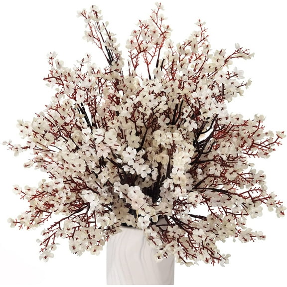 15PCS Artificial Baby Breath Flowers Fake Silk Real Touch DIY Floral Bouquets Decor Wedding Party Decoration Arrangements-Burgundy