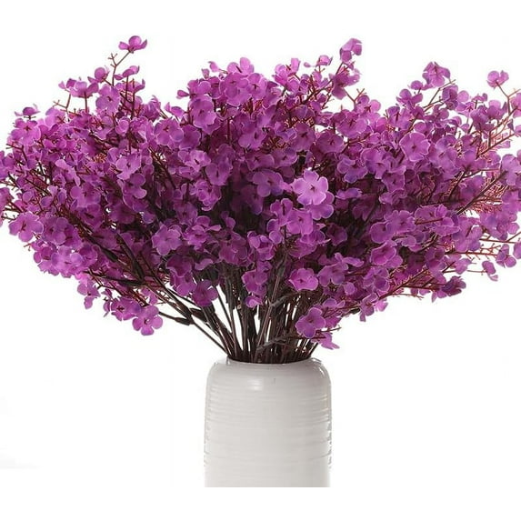 15PCS Artificial Baby Breath Flowers Fake Silk Real Touch DIY Floral Bouquets Decor Wedding Party Decoration Arrangements-Burgundy