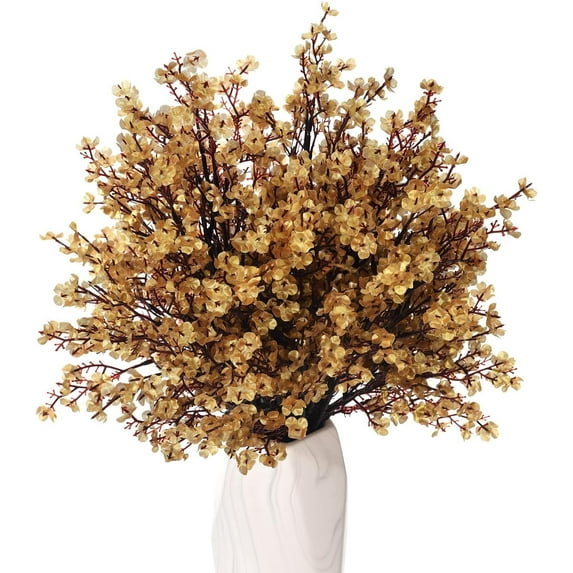 15PCS Artificial Baby Breath Flowers Fake Silk Real Touch DIY Floral Bouquets Decor Wedding Party Decoration Arrangements-Burgundy