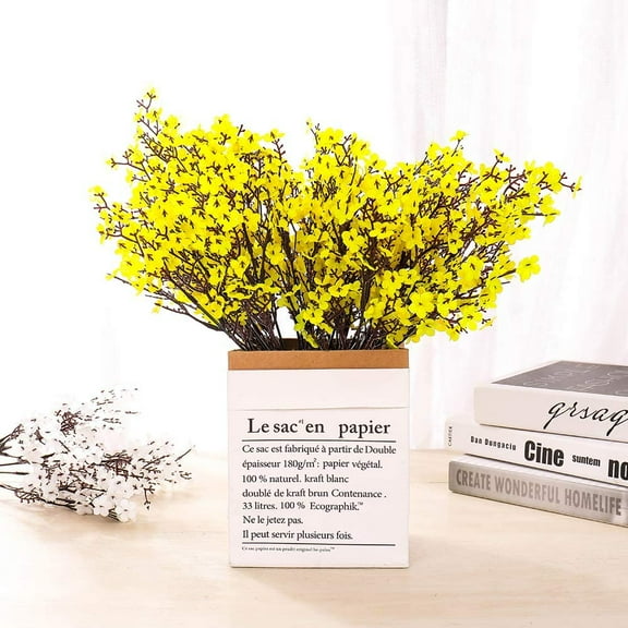 15PCS Artificial Baby Breath Flowers Fake Silk Real Touch DIY Floral Bouquets Decor Wedding Party Decoration Arrangements-Burgundy