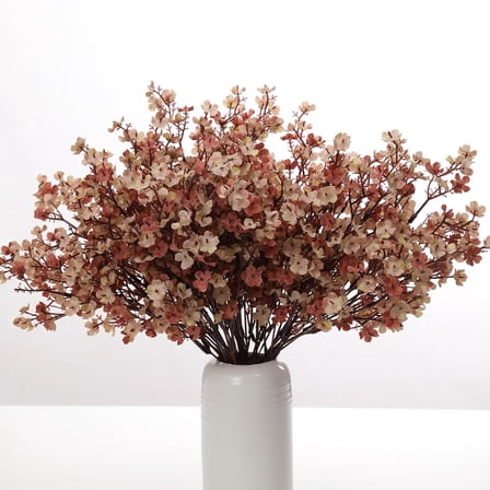 15PCS Artificial Baby Breath Flowers Fake Silk Real Touch DIY Floral Bouquets Decor Wedding Party Decoration Arrangements-Burgundy