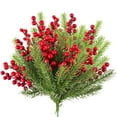 thumbnail image 1 of 15PCS Artificial Christmas Tree Picks Red Berry Pine Branches Flower Pick for Christmas Wreath Festive Season Decor, 1 of 7
