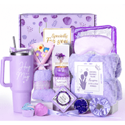 15Pcs Birthday Gifts for Women, Get Well Soon Gift Basket for Her, Care Package with Luxury Flannel Blanket and 40 oz Tumbler, Valentines, Mothers Day, Christma