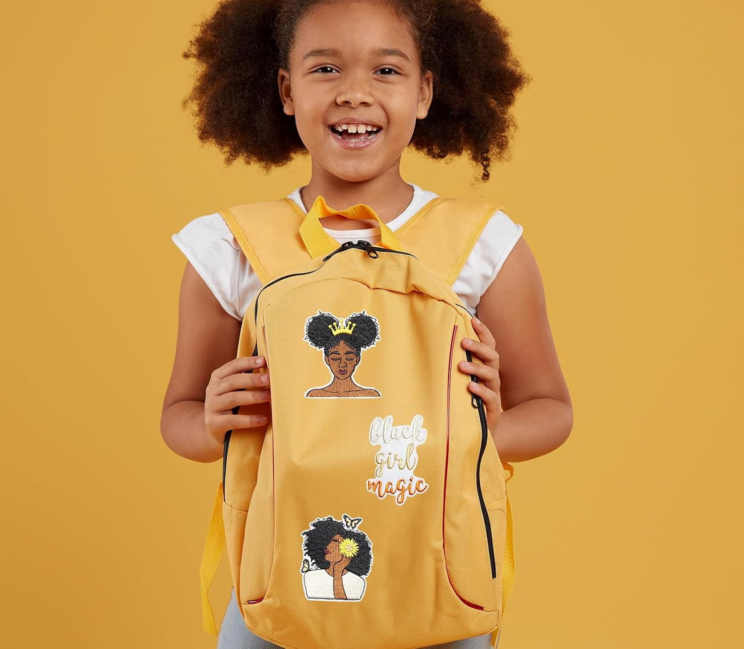 15PCS Black Girl Magic Iron on Patches, Inspirational Afro Girl Embroidered Applique Set with Empowering Quotes and Designs for Clothing, Hats, Backpacks, Jackets, DIY Crafts