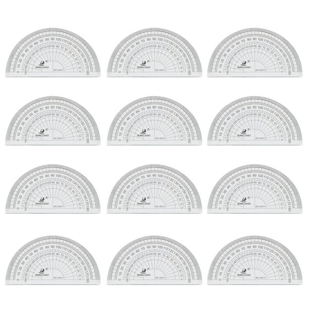 15PCS Clear Plastic Protractor Math Protractor 180 Degree Protractor