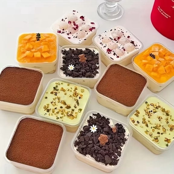 15PCS Clear Tiramisu Boxes with Lids Durable Plastic Dessert Containers for Cakes, Pastries, and Treats, Crystal-Clear Display, Stackable Food-Safe Packaging for Bakeries, Parties, and Restaurants