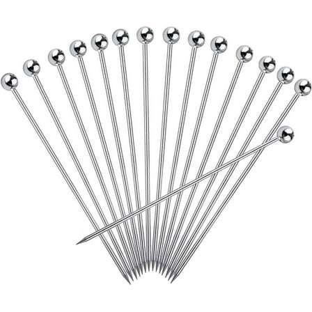 15PCS Cocktail Picks for Drinks, Stainless Steel Cocktail Toothpicks, Reusable Cocktail Skewers, Garnish Picks Bloody Mary Skewers, Metal Martini Picks for Olives Appetizers Fruit