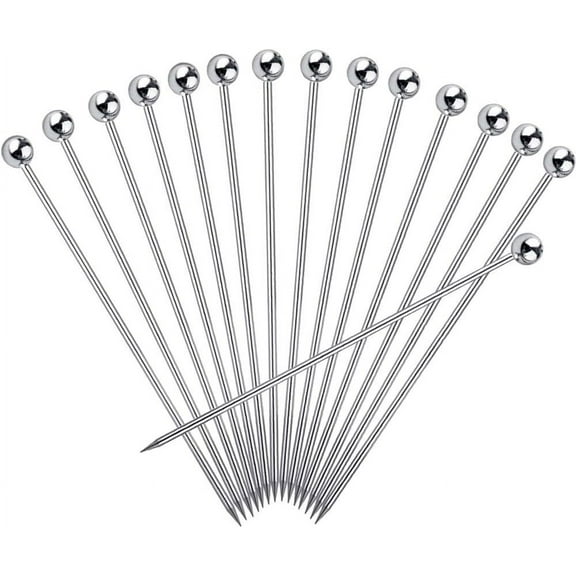 15PCS Cocktail Picks for Drinks, Stainless Steel Cocktail Toothpicks, Reusable Cocktail Skewers, Garnish Picks Bloody Mary Skewers, Metal Martini Picks for Olives Appetizers Fruit
