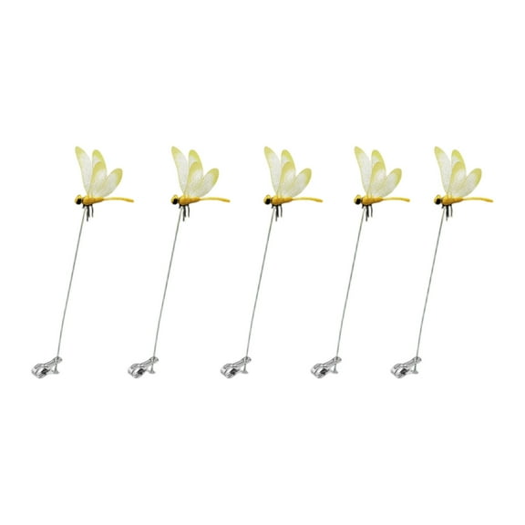 15PCS Dragonfly Clip Bug Repellent Plastic Dragonfly Hat Clips 12.2in Garden Stakes Outdoor Patio Yard Lawn Farmhouse Decorative Accessories (Yellow)