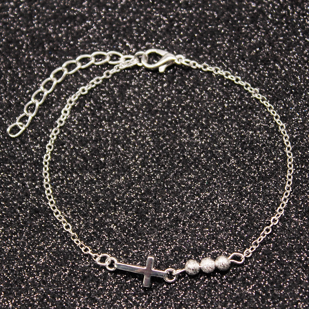 15PCS Fashion Women Beaded Cross Charm Bracelet Chain Hand Jewelry