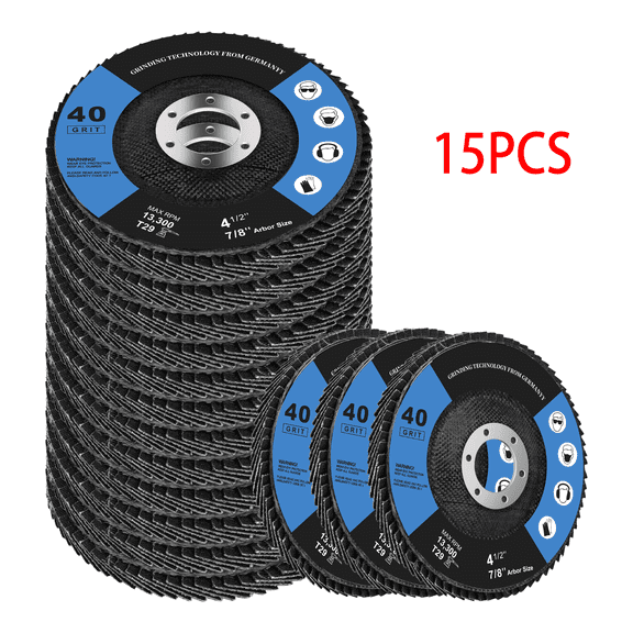 15PCS Flap Discs 40 Grit, 4 1/2 for Angle Grinder, T29 Sanding Disc, 4.5 x 7/8 Inch Grinding Wheels Welding Tools