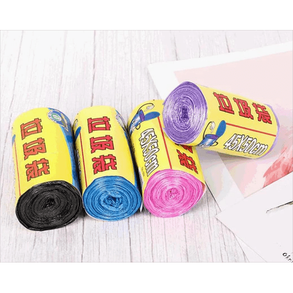 15PCS Heavy Duty Disposable Trash Can Liners 45×50cm, Assorted Plastic Garbage Bags on Roll, Tear Resistant Leakproof Waste Bin Bags Multipurpose for Kitchen,Office Household Cleaning,Pink