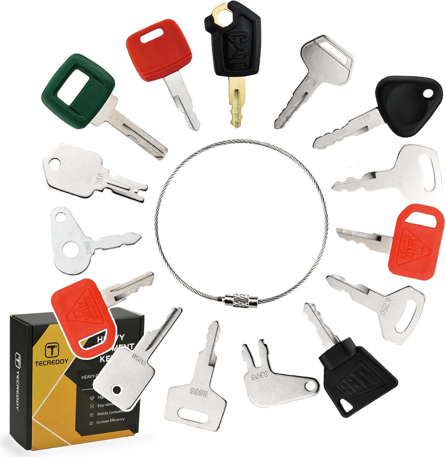 3-Piece Heavy Equipment Ignition Key Set - Compatible With Bobcat, JCB, Volvo, Caterpillar & More