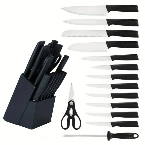 Chumajor Knife Set, 15-Piece Kitchen Knife Set with Built-in Sharpener, Stainless Steel Knives Block Sets, Ultra Sharp & Rust Resistant, Dishwasher Safe For Kitchen Cooking, Outdoor Camping, RV