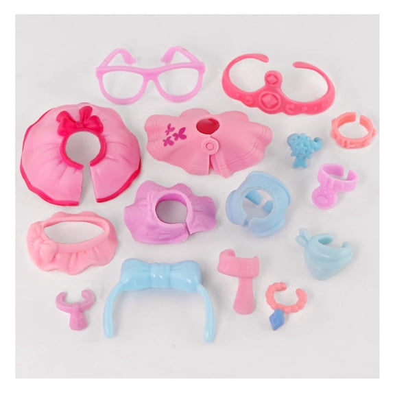 15PCS Mini Accessories Set for lps Pets,Include Collar Necklace Jacket Dress Crown Glasses