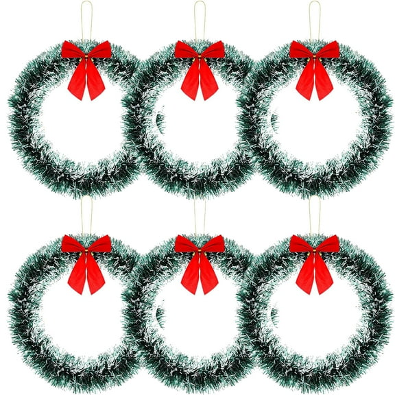 15PCS Mini Christmas Wreaths Small Green Hanging Wreath Christmas Ornament for Winter Holiday Home Outdoor Indoor Fireplace Mantle Window Cabinets Christmas Tree Front Door Decorations