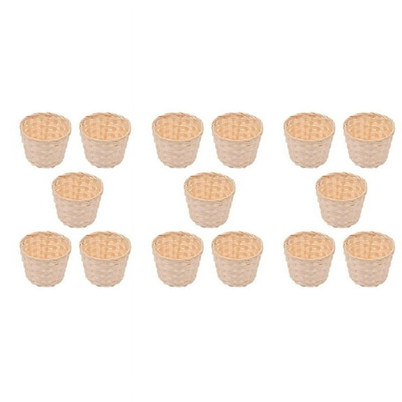 15PCS Mini Woven Baskets Without Handles for Favors Crafts Decor Suitable Various Occasions(7.5X6cm)