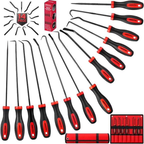 15PCS Pick and Hook Tool Set with Magnetic Pickup Tool, Trim Removal Tools, Fastener Remover and Storage Bag, Precision Hook and Pick Set for O-Ring, Gasket, Seal, Hose Removal and Automotive Repair