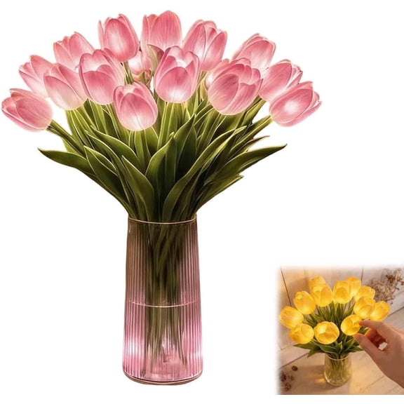 15PCS Radiant Romantic Tulip Light, LED Night Light that Never Fade, Flower Shaped Ambient Night Lamp for Bedroom Bedside Decor & Gift