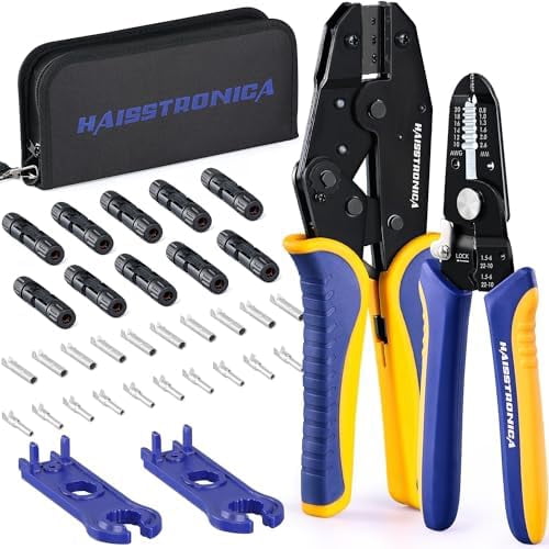 E-TING 47pc Solar Panel Connector Kit – 10 Pairs MC4 + Crimper + Wrenches For 13-10 AWG Cables