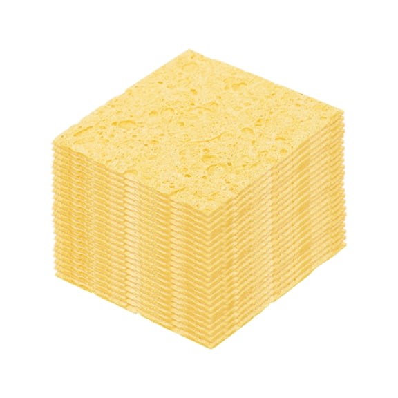 15PCS Soldering Sponge 6 x 6cm Square with Holes Deep Yellow 6mm Water Absorption Thickness Cleaning Pads