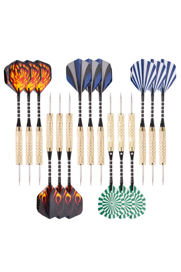 15PCS Steel Tip Darts with Aluminum Shafts and Brass Barrels