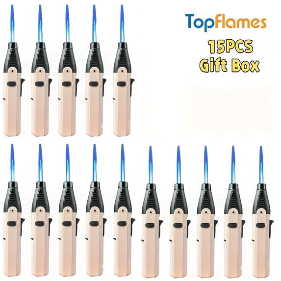15PCS Torch Lighters Adjustable Jet Flame Portable with Safety Lock ...