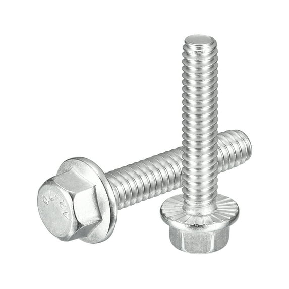 15Pack 1/4-20 x 1-1/4" Flanged Hex Head Bolts, 304 Stainless Steel Flange Hexagon Screws, Flange Hex Drive Screws 5.8 Grade for Machinery Industry Home Appliances, Silver