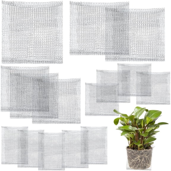15Pack Gopher Baskets Set, Stainless Steel Gopher and Vole Wire Mesh Basket 10 Gallon 5 Gallon 3 Gallon 1 Gallon Gopher Cages for Planting to Protect Roots from Moles and Voles