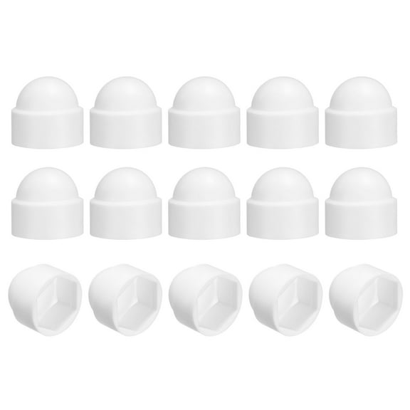15Pack Hex Nut Cover, M16x23x27mm Plastic Dome Nut Protection Cap Hex Screws Bolt Covers for Indoor Outdoor Furniture Automotive Bolts Decoration, White