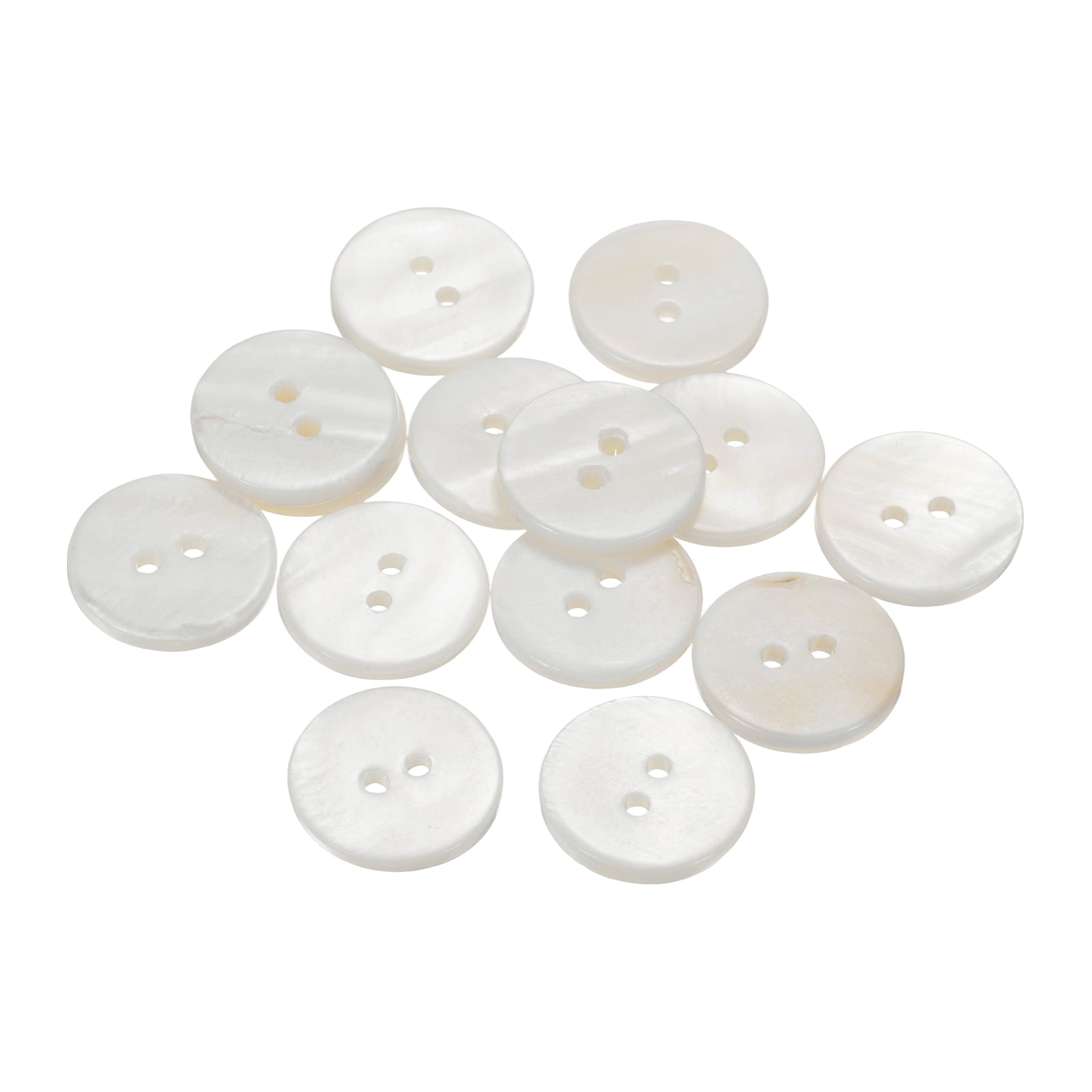 15Pack Natural Shell Button, 2 Hole 18mm Flat Mother of Pearl Button ...