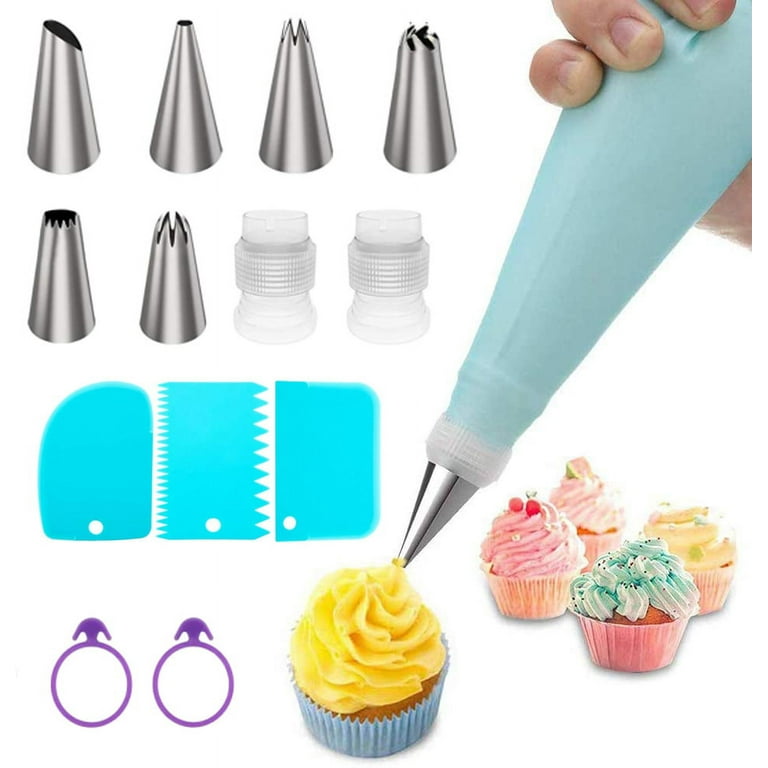 Decorating Bag and Tips Set, Baking Cake Decoration Supplies, with Reusable  Pastry Bags and Tips, Standard Converter, Silicone Ring, Cake Decoration  Tools for Biscuit Frosting, Cakes, Cupcakes 