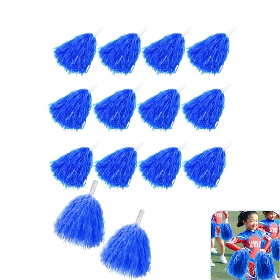 15Pack Plastic PomPoms,QZS Blue Potable Cheer PomPoms for Sporting Events,Reusable Plastice Accessories for Basketball Pep Rally