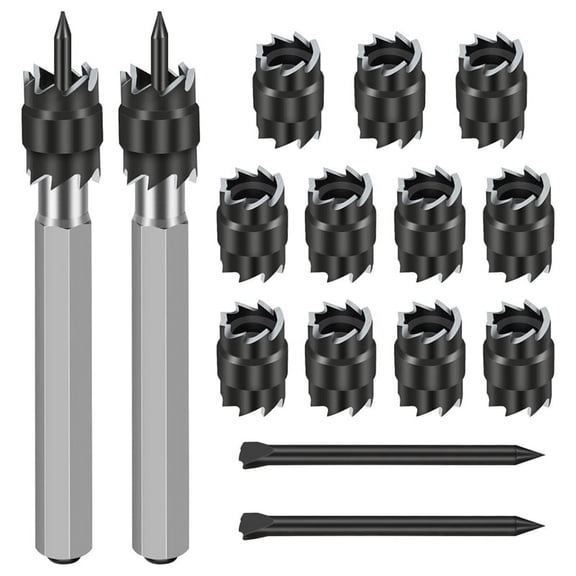15Pack Rotary Spot Weld Cutter Sets Double,3/8inch HSS Spot Weld Cutter Remover Drill Bits Hex Sheet Hole Cutter Remover