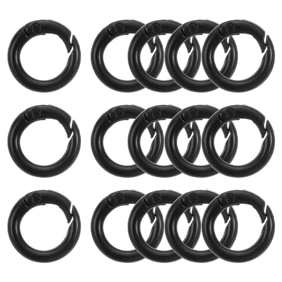 15Pack Spring O Rings, 1/2"(13mm) ID Zinc Alloy Trigger Round Snap Buckle, DIY Accessories Spring Buckle (Black)