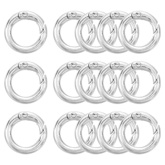 15Pack Spring O Rings, 1/2"(13mm) ID Zinc Alloy Trigger Round Snap Buckle, DIY Accessories Spring Buckle (Silver)