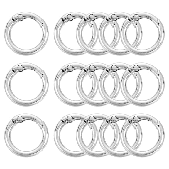 15Pack Spring O Rings, 5/8"(16mm) ID Zinc Alloy Trigger Round Snap Buckle, DIY Accessories Spring Buckle (Silver)