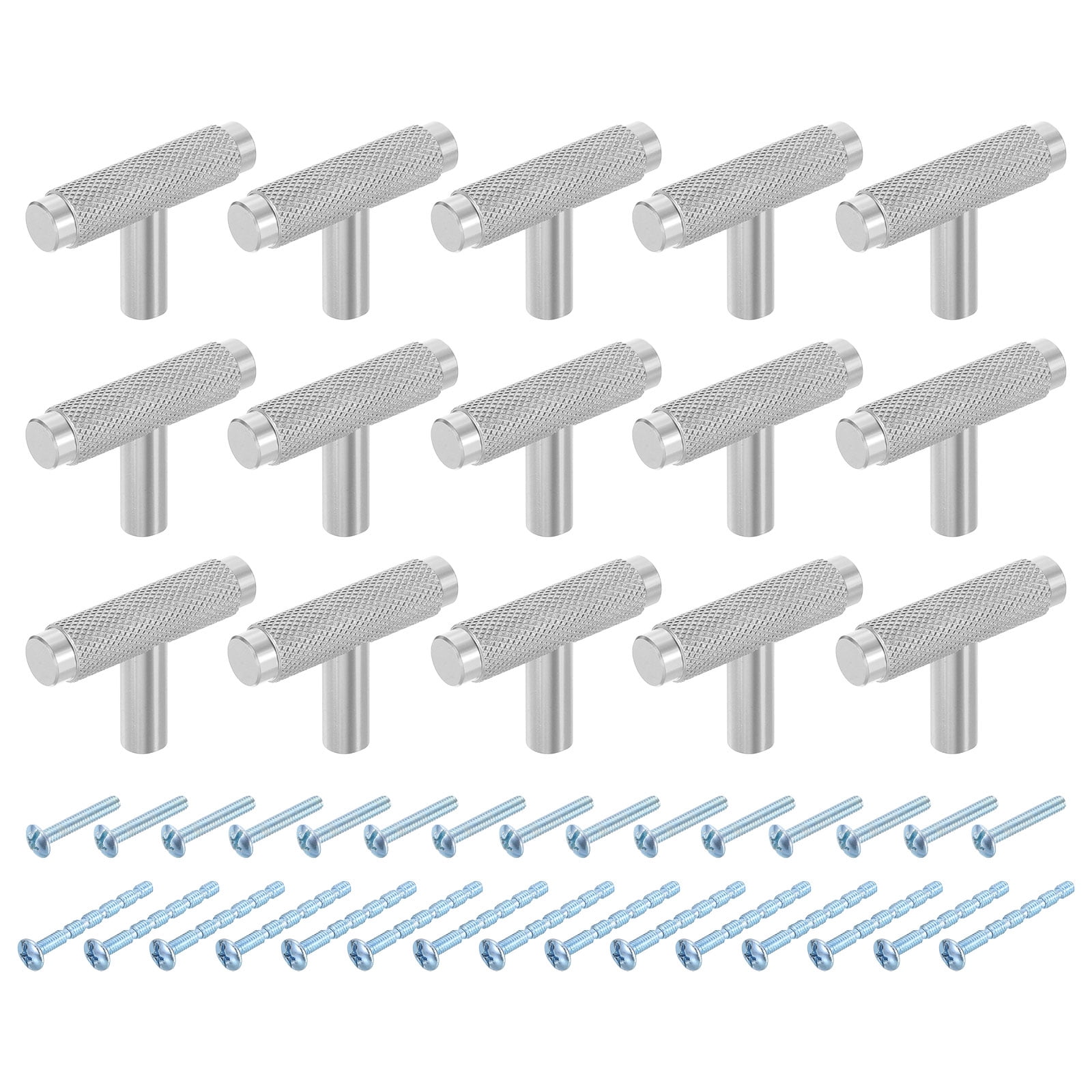 15Pack T Bar Cabinet Knobs,  2" Dia x 1.34" Height Drawer Knob Handle Pulls for Kitchen Cabinets Bedroom Dresser Wardrobe, Silver