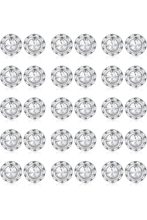 15Pairs Rhinestone Earrings For Women Dance Competition Performance Ballet Stud Earrings Stainless Steel Round Acrylic Stone Inside Rhinestone Crystal Halo Dance Competition Earrings Set 15M[Z1]
