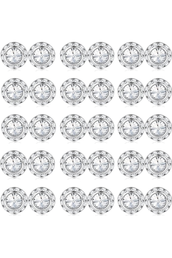 15Pairs Rhinestone Earrings For Women Dance Competition Performance Ballet Stud Earrings Stainless Steel Round Acrylic Stone Inside Rhinestone Crystal Halo Dance Competition Earrings Set 15M[Z1]