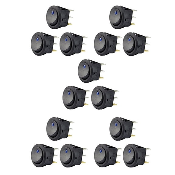 15Pc 12V 20A Rocker Toggle LED Switch Blue Light SPST On-Off Control for Boats Cars Racing Cars Off-Road Vehicles