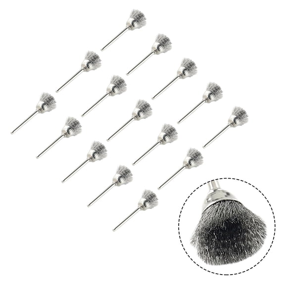 15Pc 15Mm Stainless Steel Wire Cup Wheel Brushes Polishing Brush for Rotarytool