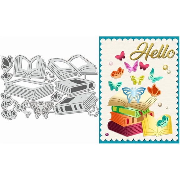 15Pc Book Butterfly Cutting Dies for Card Making Metal Die Cuts Reading Butterfly Cutting Die for Scrapbooking Embossing Dies Stencil for Paper Album Decoration Card DIY Making