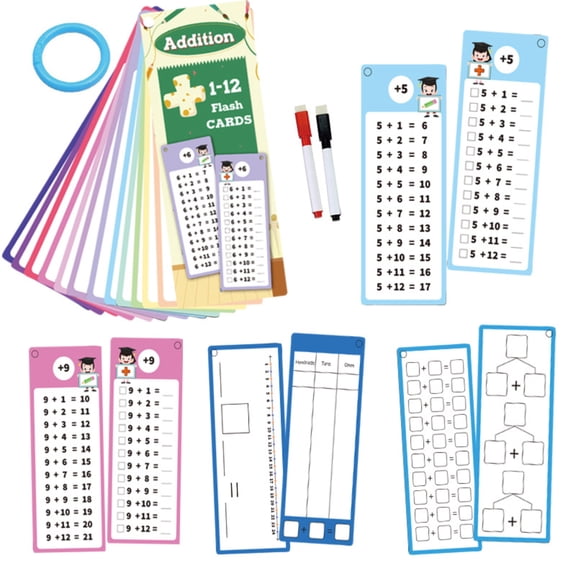 15Pc Erasable Math Flashcards For Basic Arithmetic Operations, Reusable & Portable With Hanging Hole, Learning Tool For All Ages School Training & Early Education